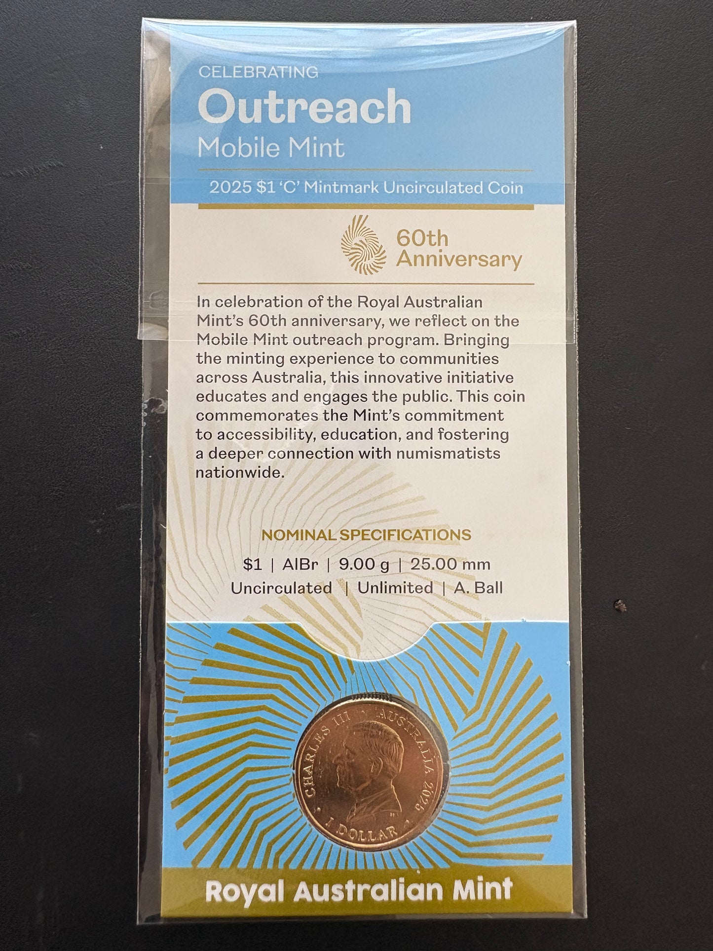 2025 $1 60th Anniversary of Royal Australian Mint C Mintmark - Celebrating Outreach - Mobile Mint