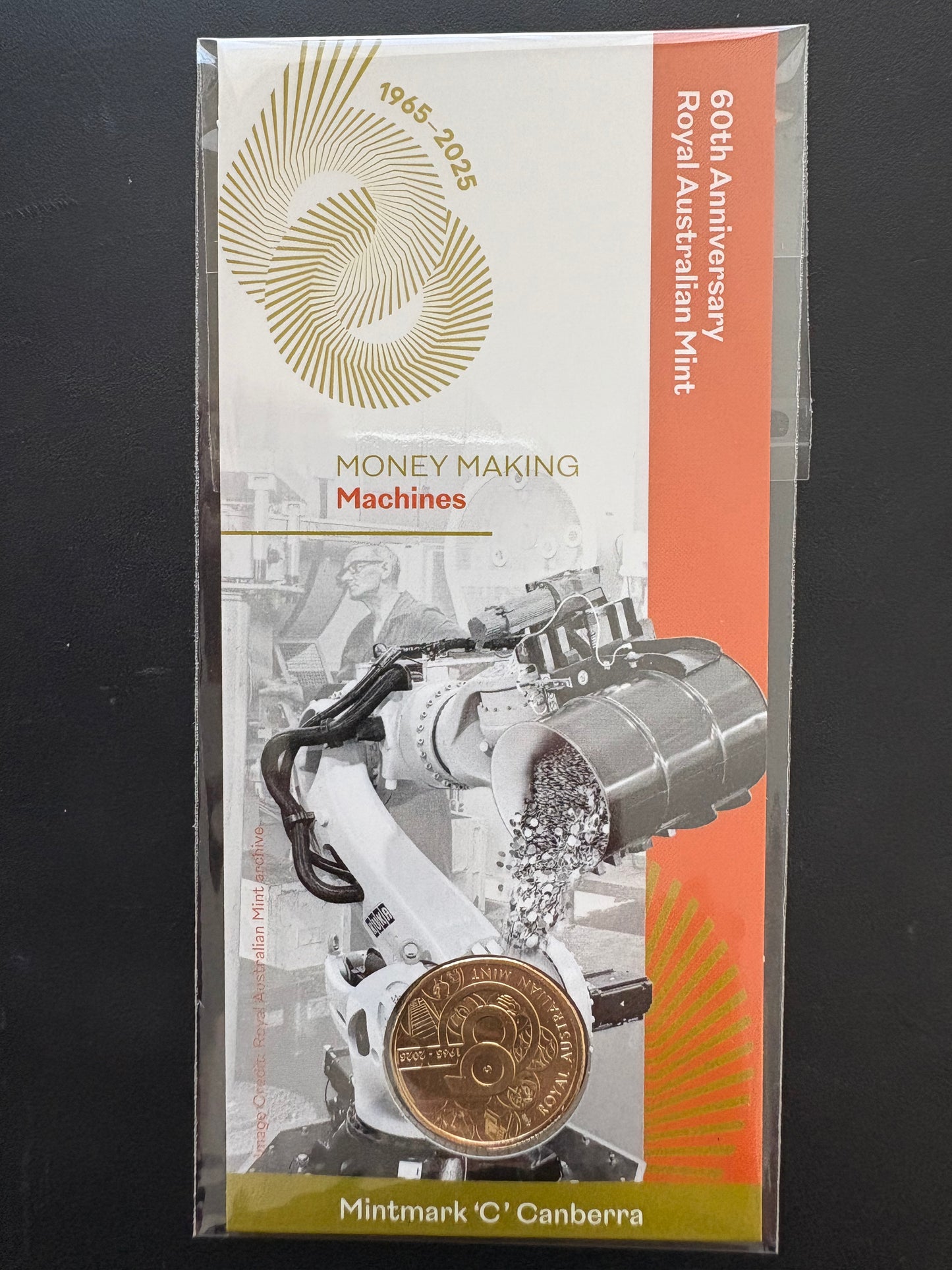 2025 $1 60th Anniversary of Royal Australian Mint C Mintmark - Celebrating Money Making Machines
