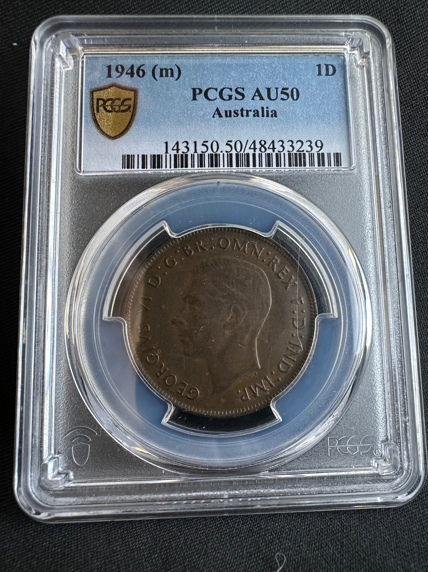 1946 (M) PCGS Australian One Penny AU50BN pre-decimal coin