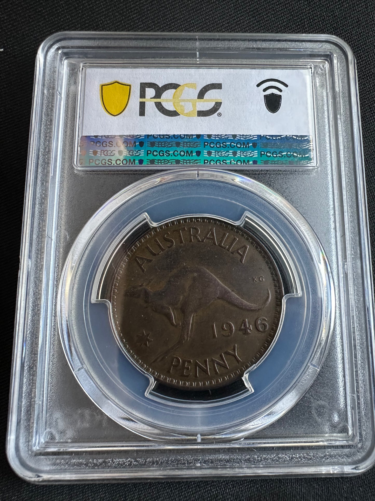 1946 (M) PCGS Australian One Penny AU50BN pre-decimal coin