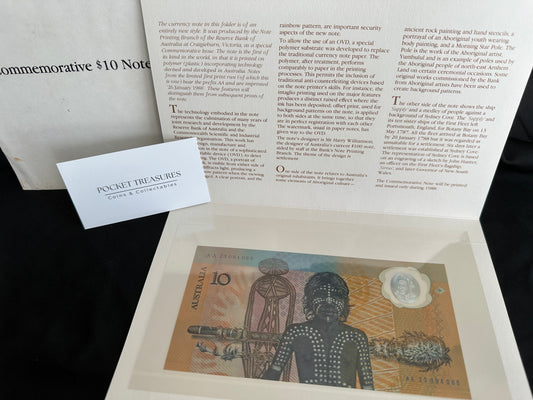 1988 $10 Australian Bicentennial Polymer Banknote - Collector Issue Consecutive pair