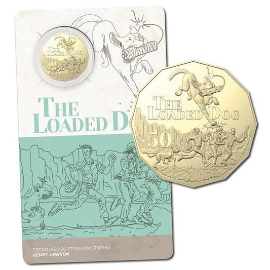 2022 50 cent Henry Lawson’s The Loaded Dog - Gold plated carded coin