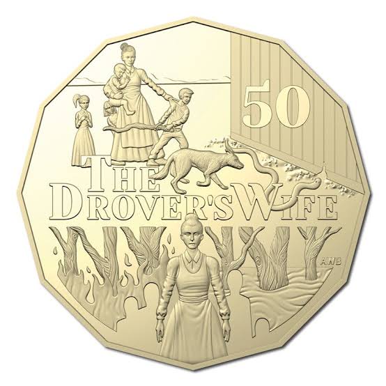 2022 50 cent Henry Lawson’s The Drover’s Wife - Gold plated carded coin