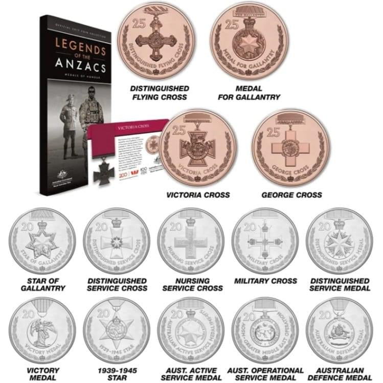 2017 Legends of ANZAC 14 Coin set with folder