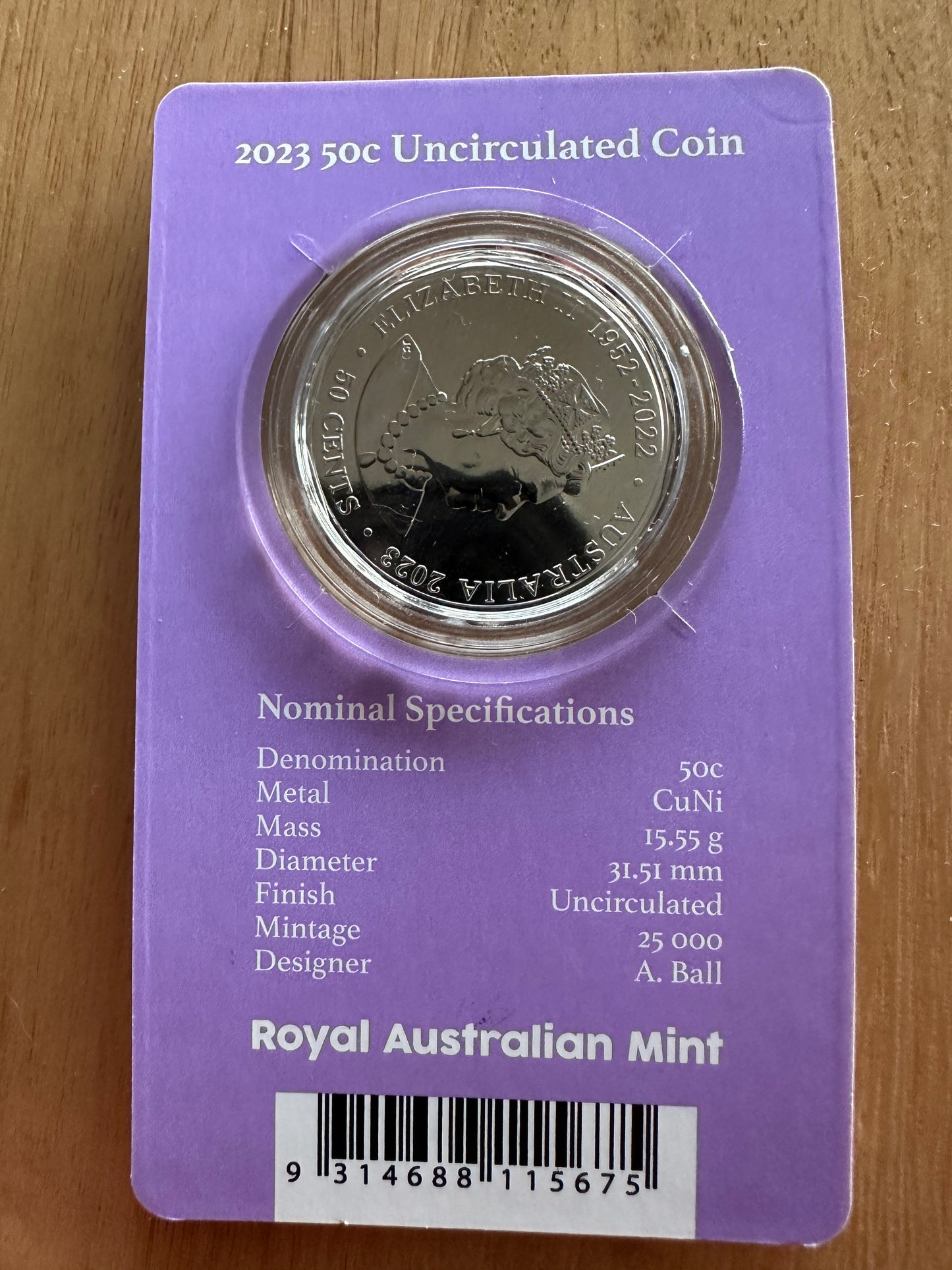 2023 50 cent Elizabeth Regina HM Queen Elizabeth II Commemoration UNC