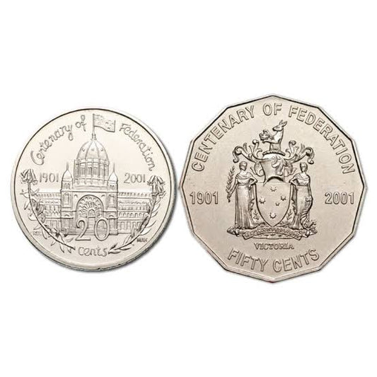2001 Centenary of Federation VICTORIA - 20 cent or 50 cent coins- CIRCULATED
