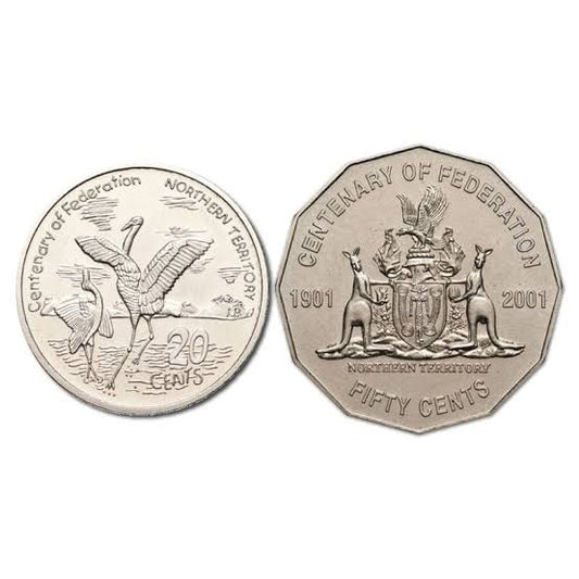 2001 Centenary of Federation NORTHERN TERRITORY - 20 cent or 50 cent coins- CIRCULATED