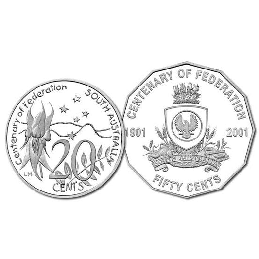 2001 Centenary of Federation SOUTH AUSTRALIA - 20 cent or 50 cent coins- CIRCULATED