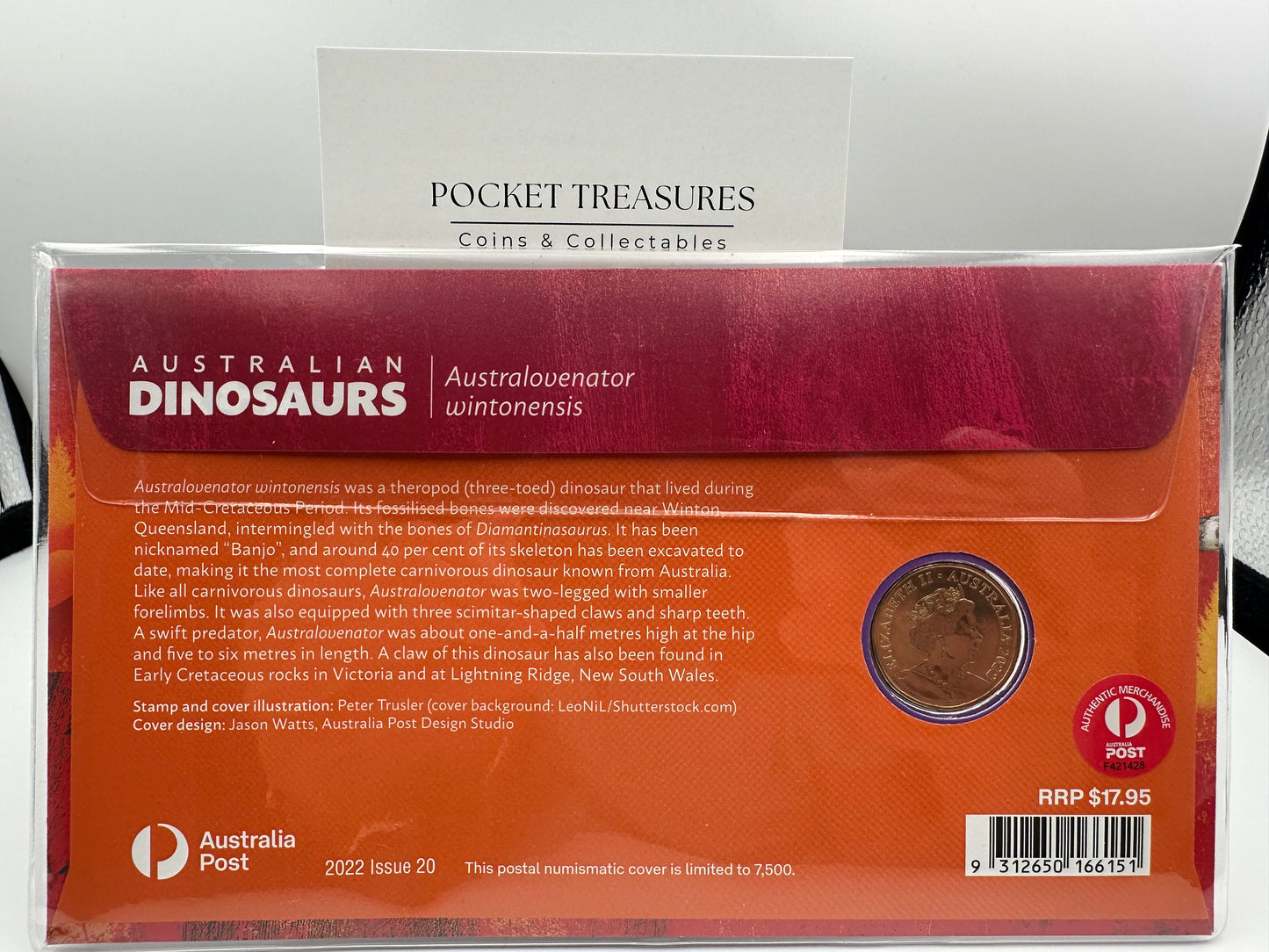 2022 Australian Dinosaurs – Australovenator wintonensis $1 PNC