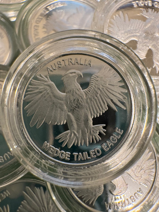 Mini Fractional Silver 1 gram round bullion - Wedge Tailed Eagle