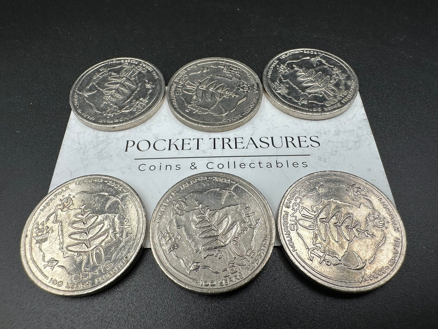 2001 Centenary of Federation NORFOLK ISLAND - 20 cent & 50 cent coins- CIRCULATED