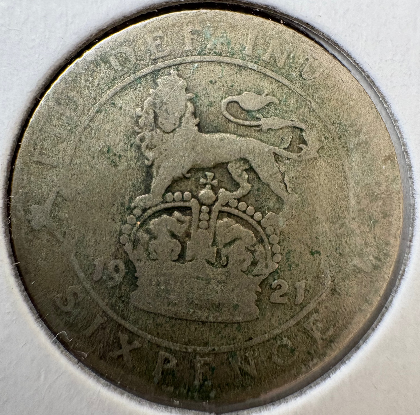 1921 Great Britain Sixpence .500 Silver KM# 816a