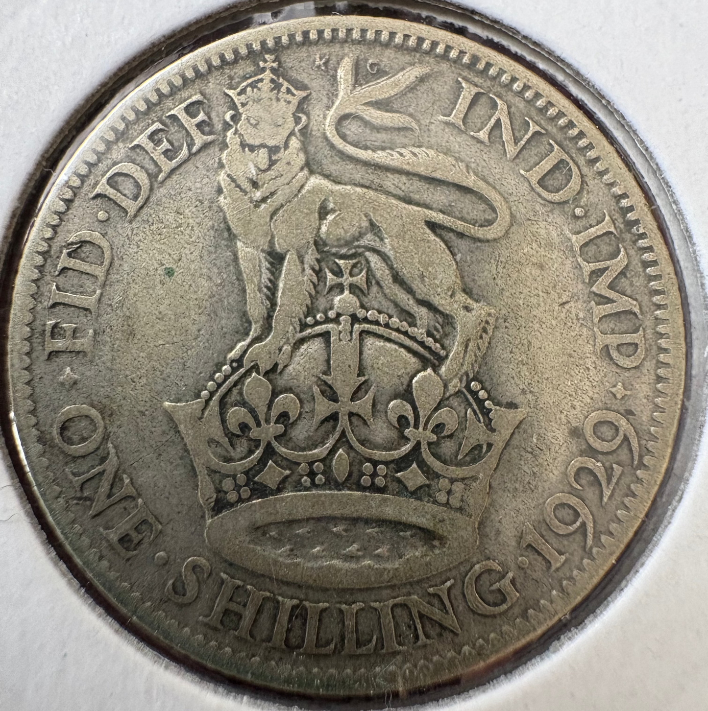 1929 Great Britain One Shilling .500 Silver KM# 833