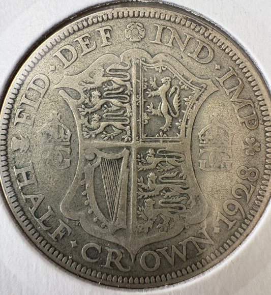 1928 Great Britain Half Crown .925 Silver KM# 835