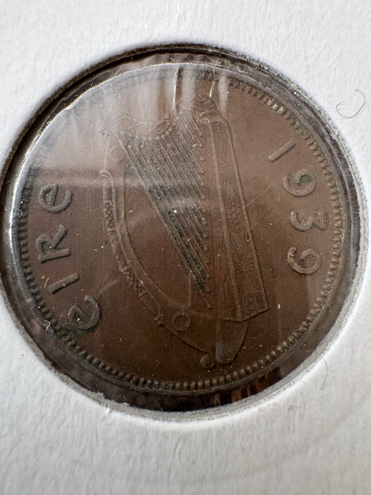 1939 Farthing - Ireland Saorstat Eireann 1/4 D Feoirling - 1/4 Phingin KM# 9