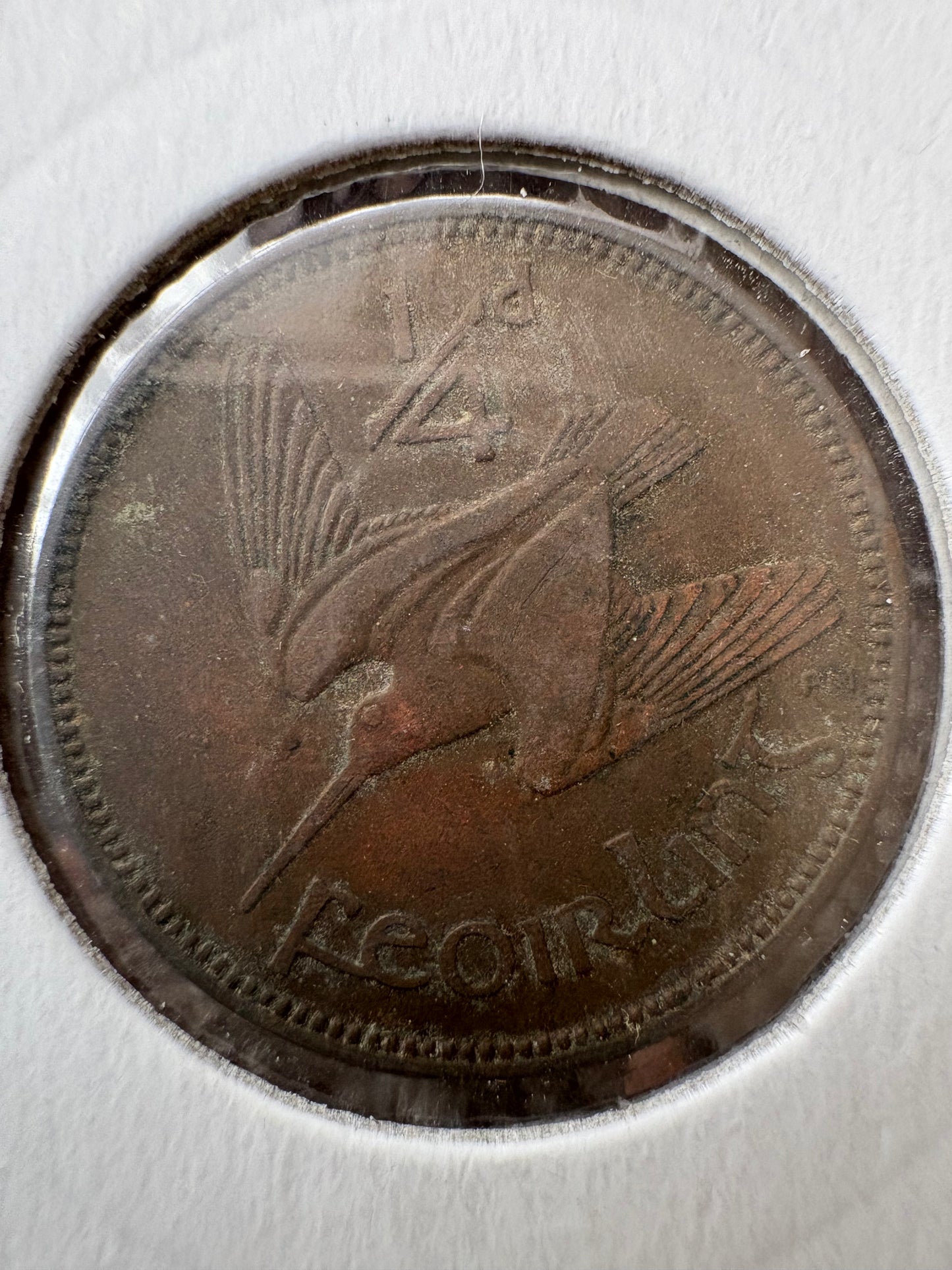 1937 Farthing - Ireland Saorstat Eireann 1/4 D Feoirling - 1/4 Phingin KM# 1