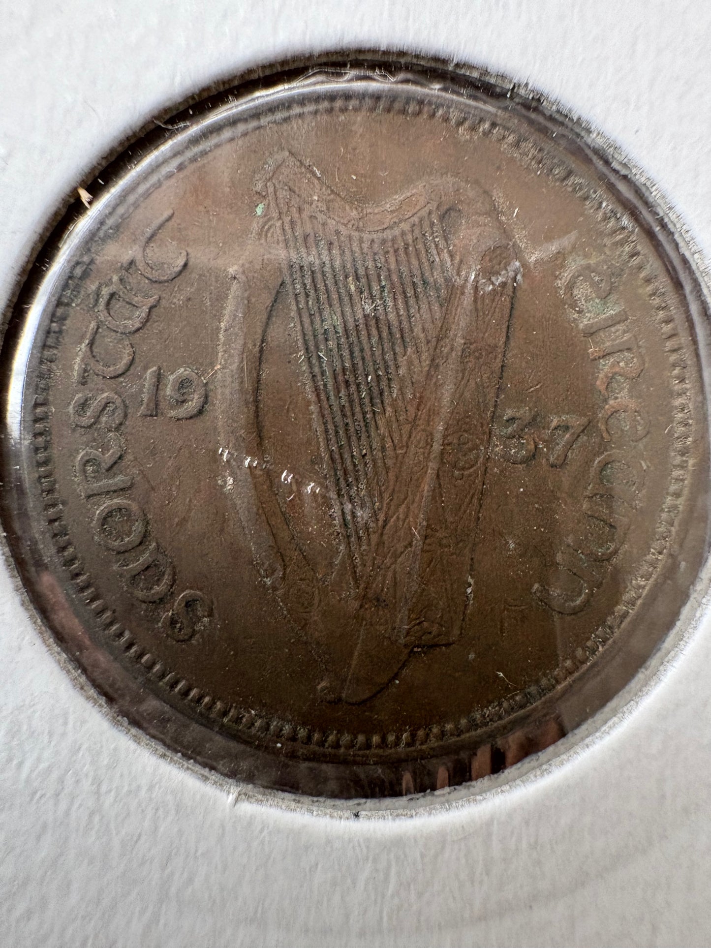 1937 Farthing - Ireland Saorstat Eireann 1/4 D Feoirling - 1/4 Phingin KM# 1