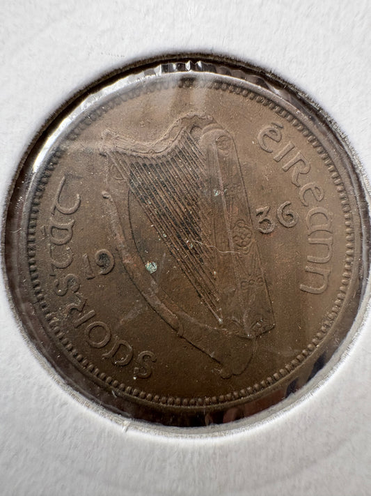 1936 Farthing - Ireland Saorstat Eireann 1/4 D Feoirling - 1/4 Phingin KM# 1