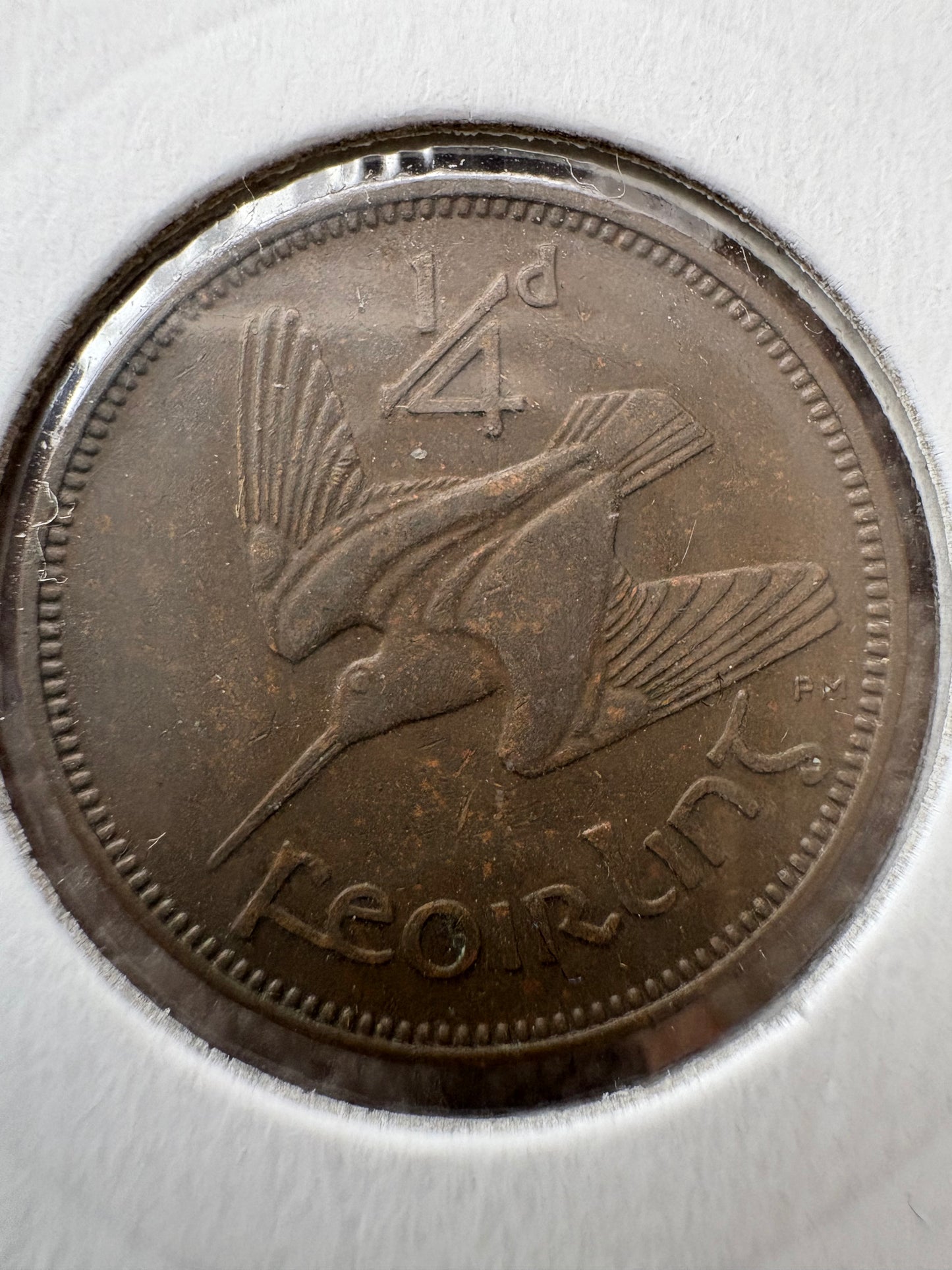 1946 Farthing - Ireland Saorstat Eireann 1/4 D Feoirling - 1/4 Phingin KM# 9
