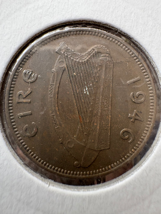 1946 Farthing - Ireland Saorstat Eireann 1/4 D Feoirling - 1/4 Phingin KM# 9