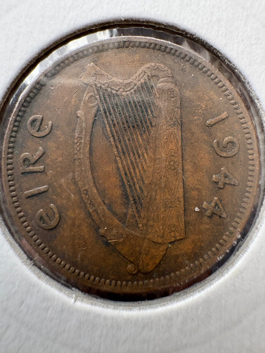 1944 Farthing - Ireland Saorstat Eireann 1/4 D Feoirling - 1/4 Phingin KM# 9