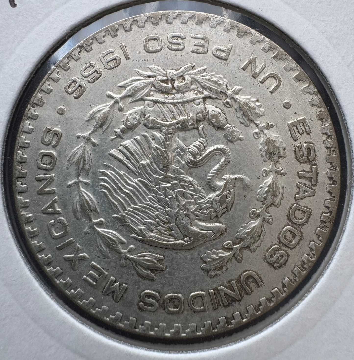 1966 Mexico 1 Peso Estados Unidos Mexicanos  .10 Silver KM# 459