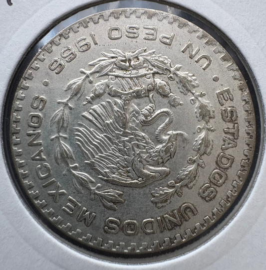 1966 Mexico 1 Peso Estados Unidos Mexicanos  .10 Silver KM# 459