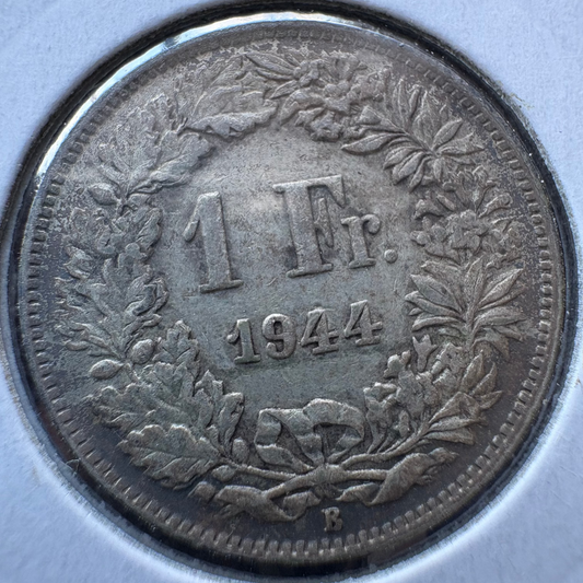1944 Switzerland 1 Franc .500 Silver KM# 24