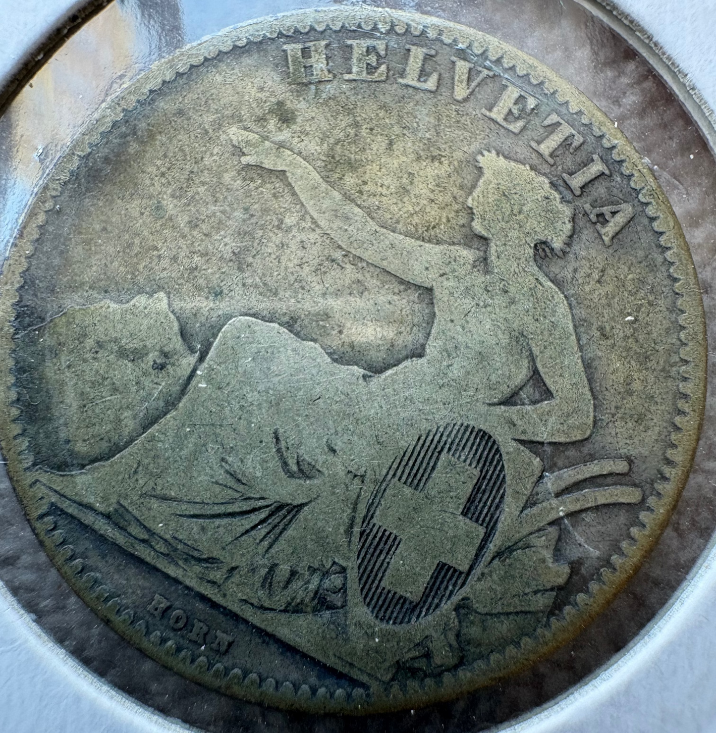 1860 Switzerland 2 Francs .800 Silver KM# 10a