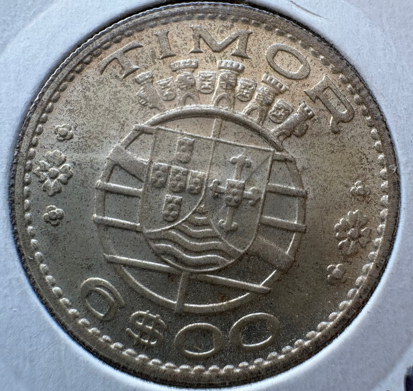 1958 Timor 6 Escudos .650 Silver KM# 15