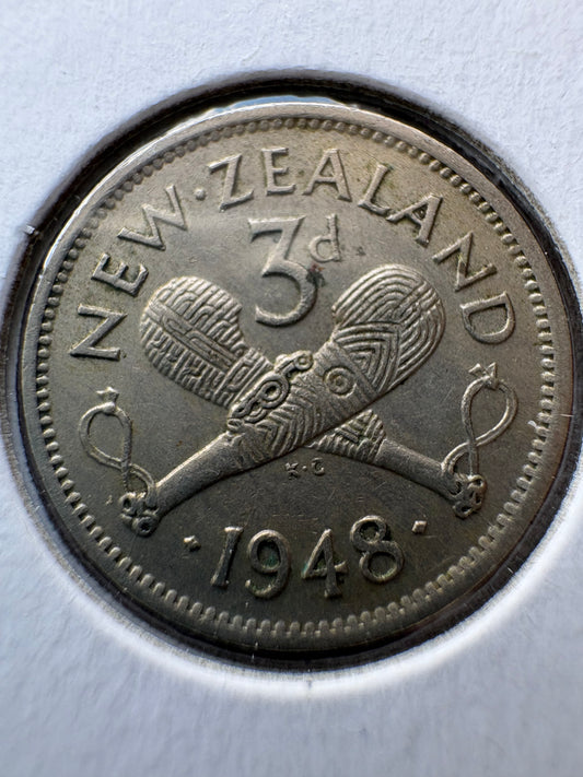1948 New Zealand Threepence KM# 15
