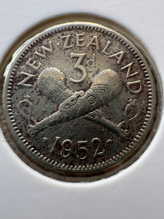 1952 New Zealand Threepence KM# 15