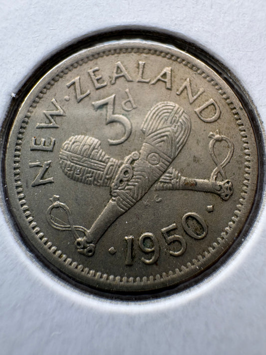 1950 New Zealand Threepence KM# 15