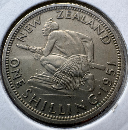 1951 New Zealand Shilling KM# 17