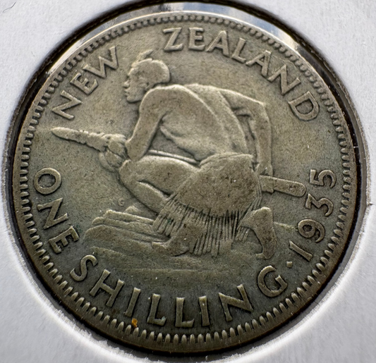 1935 New Zealand Shilling .500 Silver KM# 3