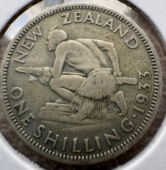 1933 New Zealand Shilling .500 Silver KM# 3
