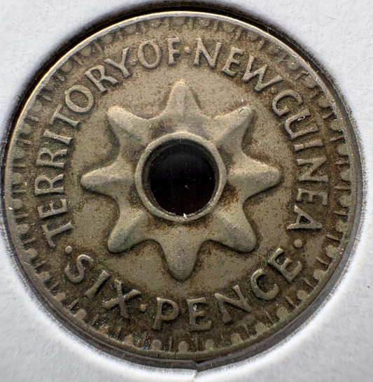 1943 New Guinea Sixpence KM# 9
