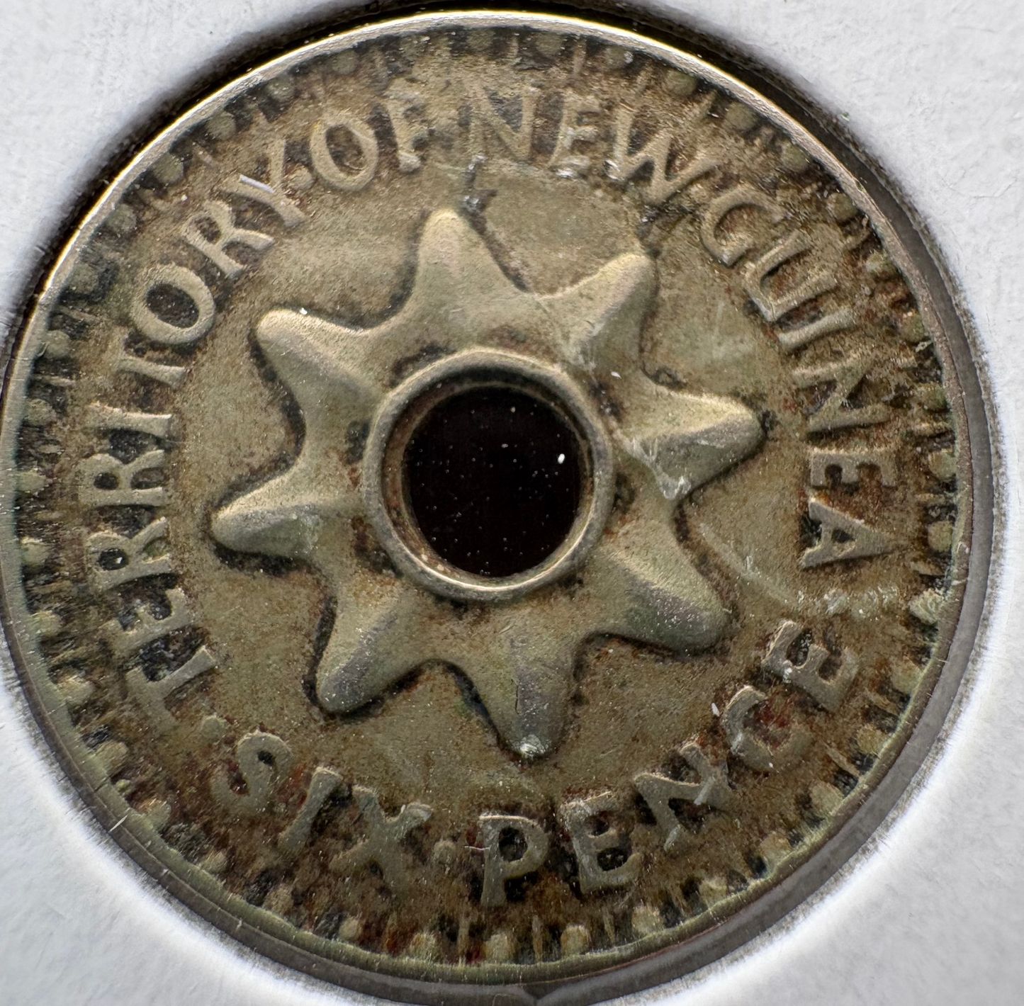 1943 New Guinea Sixpence KM# 9