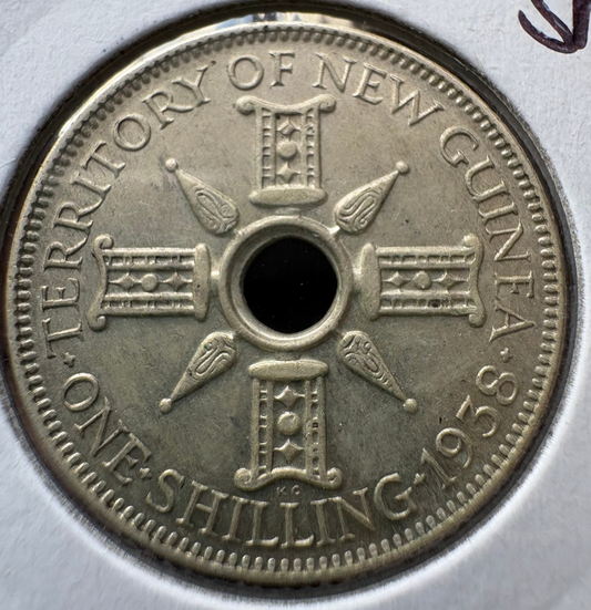 1938 New Guinea Shilling .925 Silver KM# 8