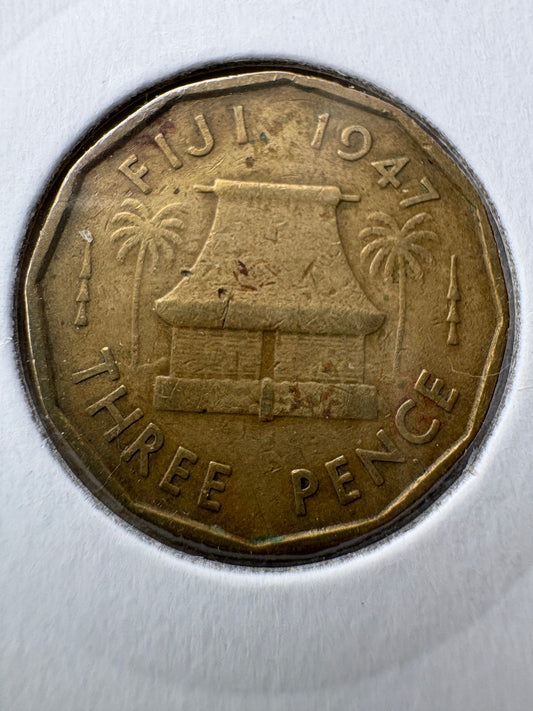 1947 Fiji Threepence KM# 15