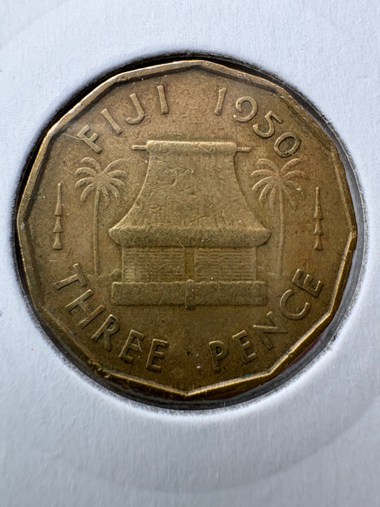 1950 Fiji Threepence KM# 18