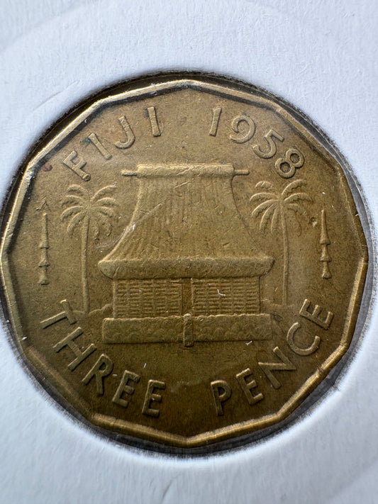 1958 Fiji Threepence KM# 22