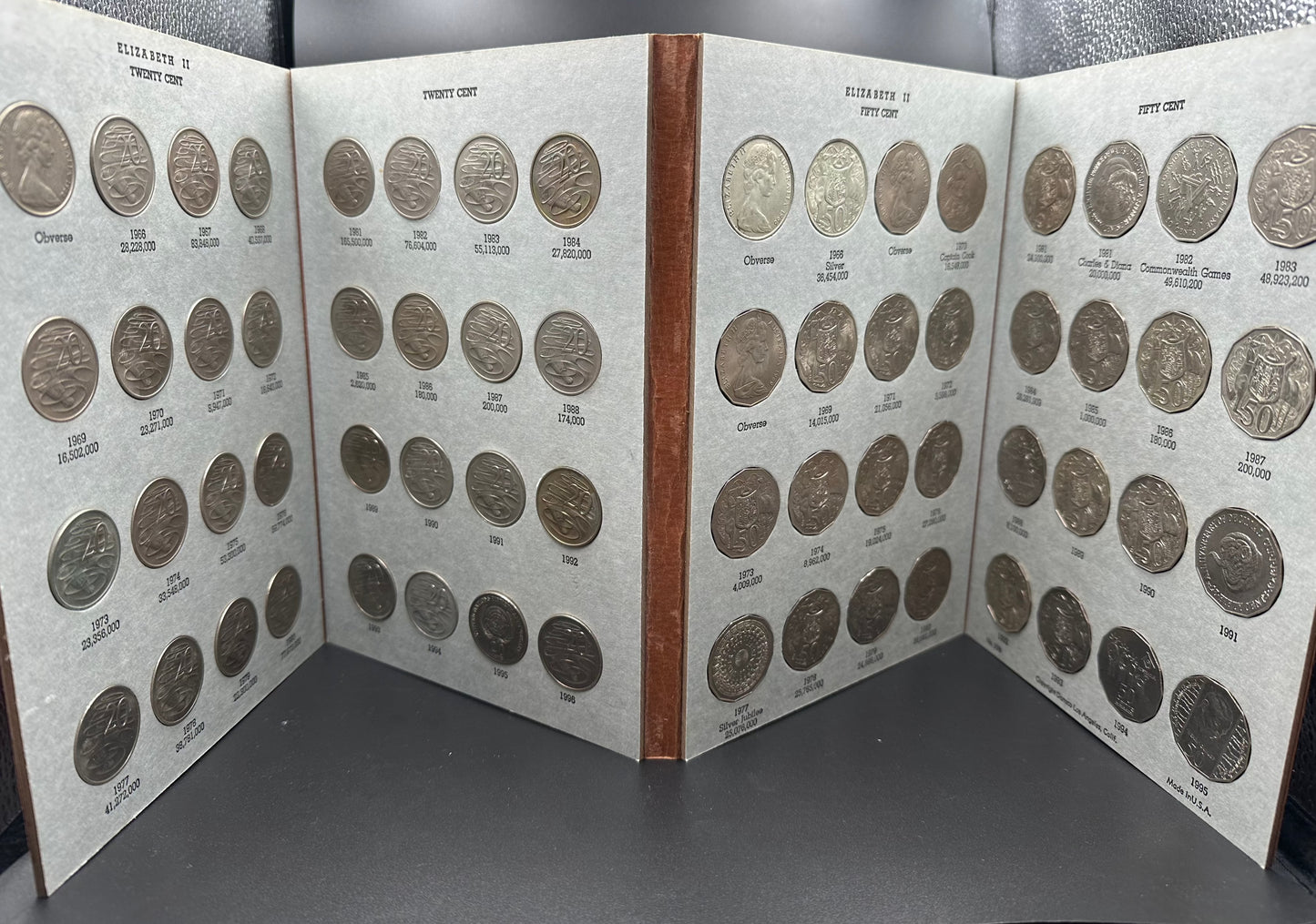 1966 to 1996 Australian 20 and 50 Cent Coin Collection - Uncirculated - Including 1966 round 50 cent