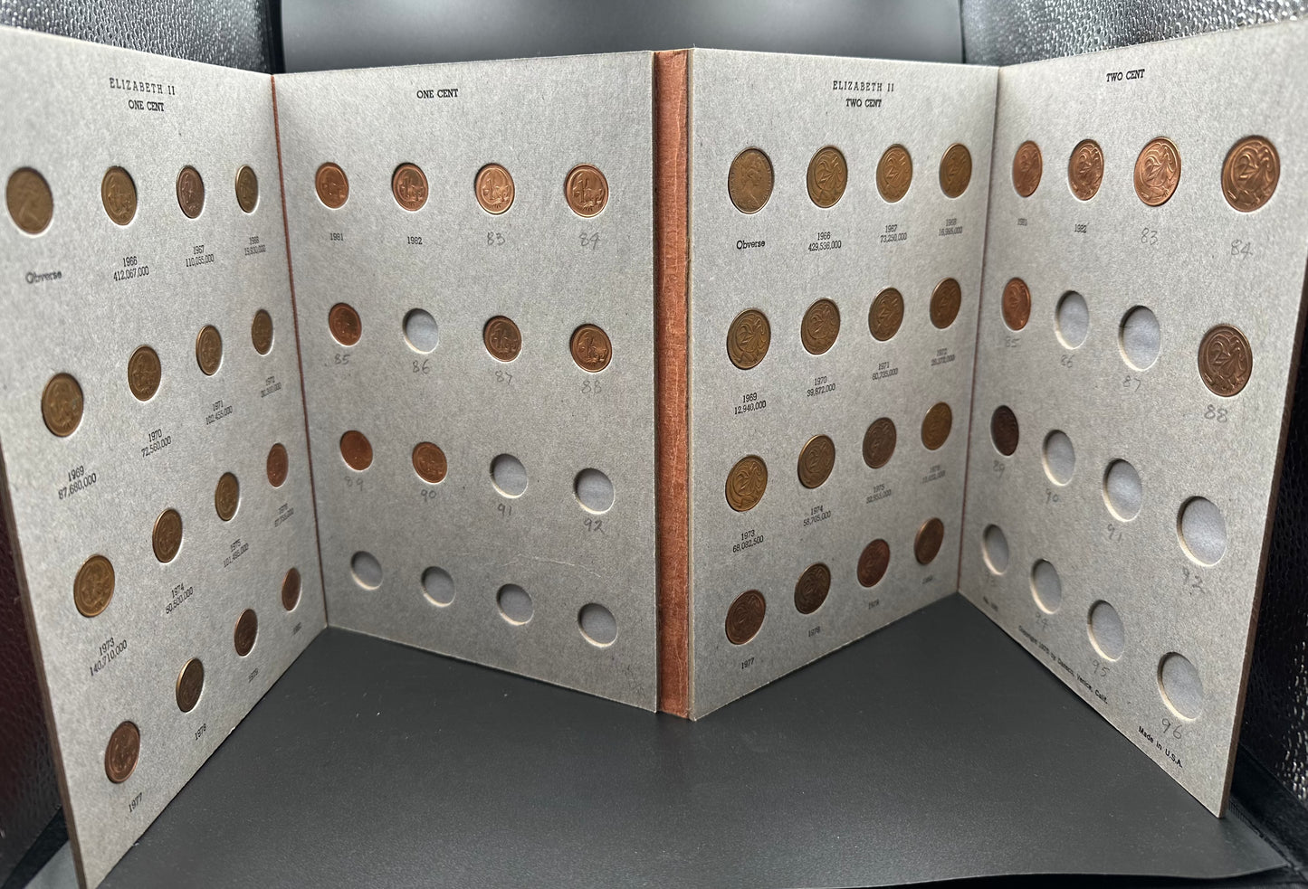Australian 1 and 2 Cent Partial Coin Collection in Dansco Album