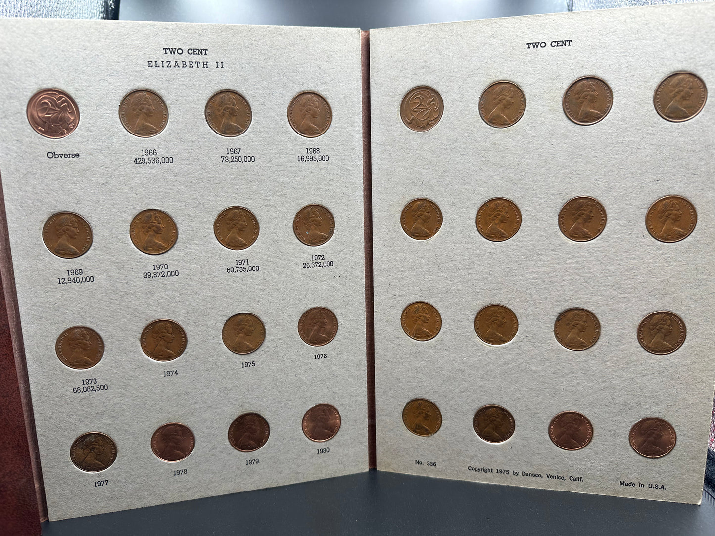 1966 to 1990 Australian 1 and 2 Cent Coin Collection