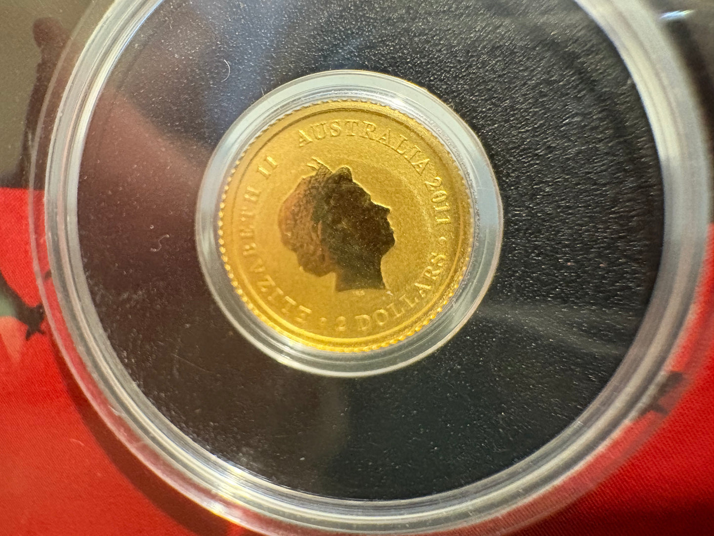 2011 $2 Australian Kangaroo Miniature Gold coin .5 grams