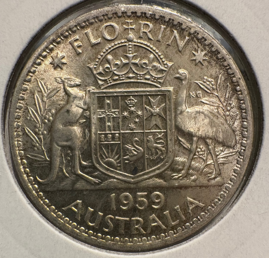 1959 Australian Florin .500 Silver KM# 60