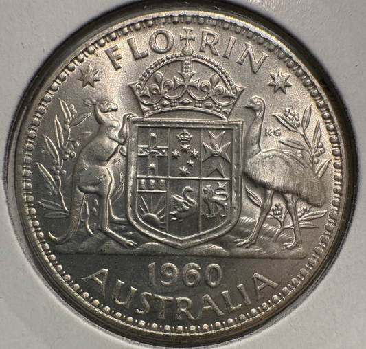 1960 Australian Florin .500 Silver KM# 60