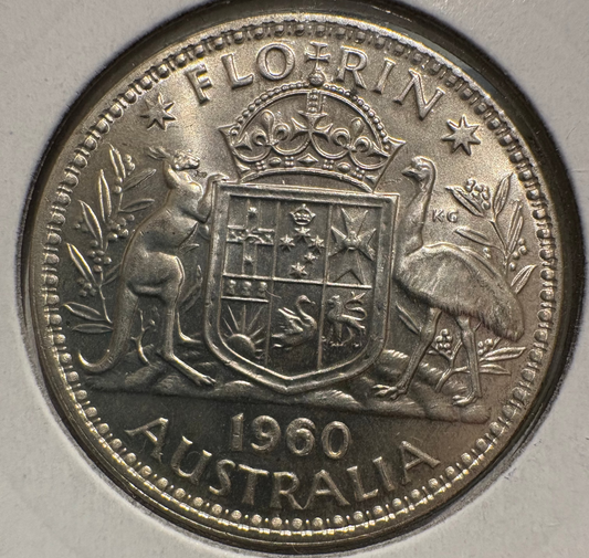 1960 Australian Florin .500 Silver KM# 60