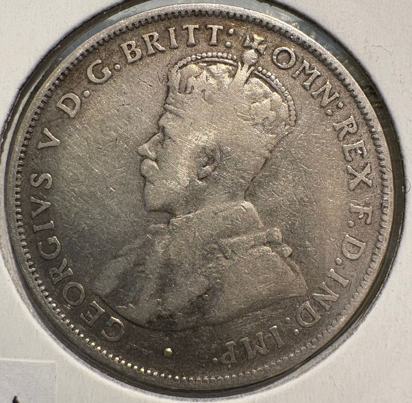 1914 H Australian Florin .925 Silver KM# 27 - Error Die Crack on Reverse